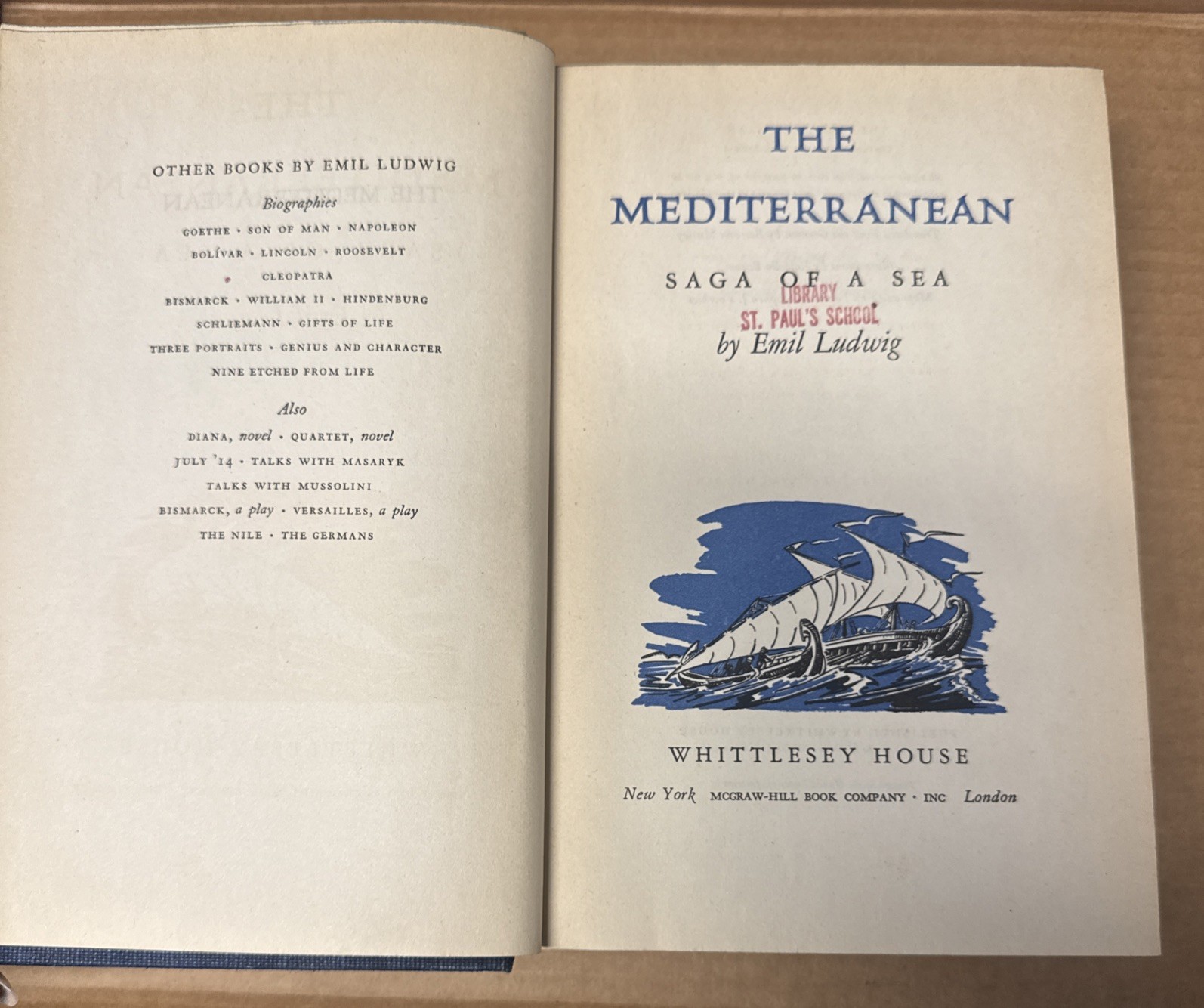 The Mediterranean : Saga Of A Sea By Emil Ludwig (1942, HARDCOVER, GOOD)