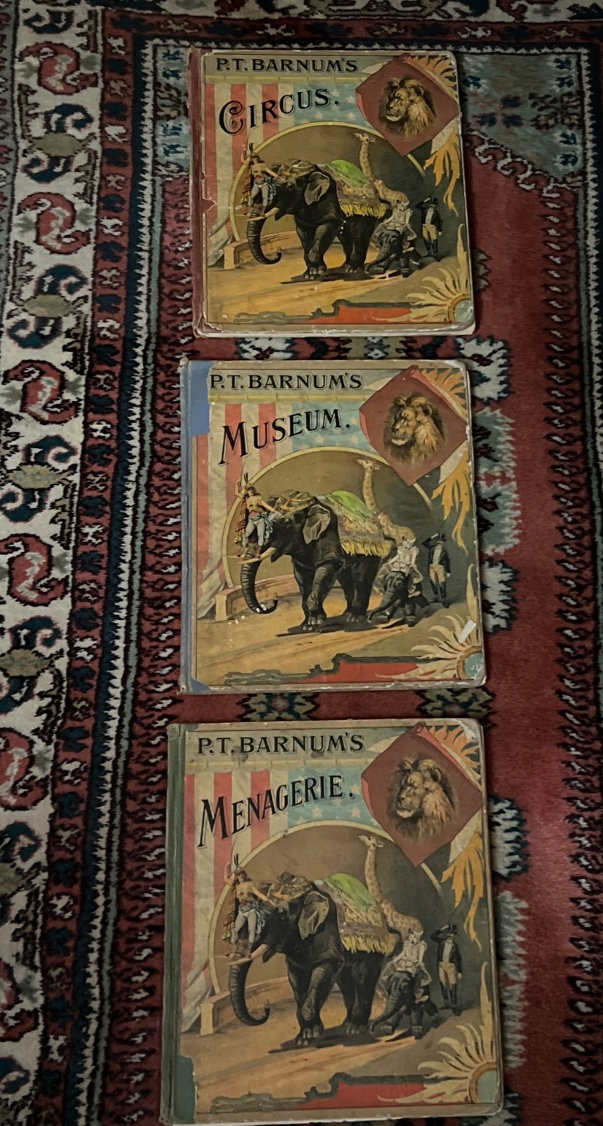 Rare HTF 1888 P T Barnum’s Circus Museum Menagerie Color Illus Animals People !!