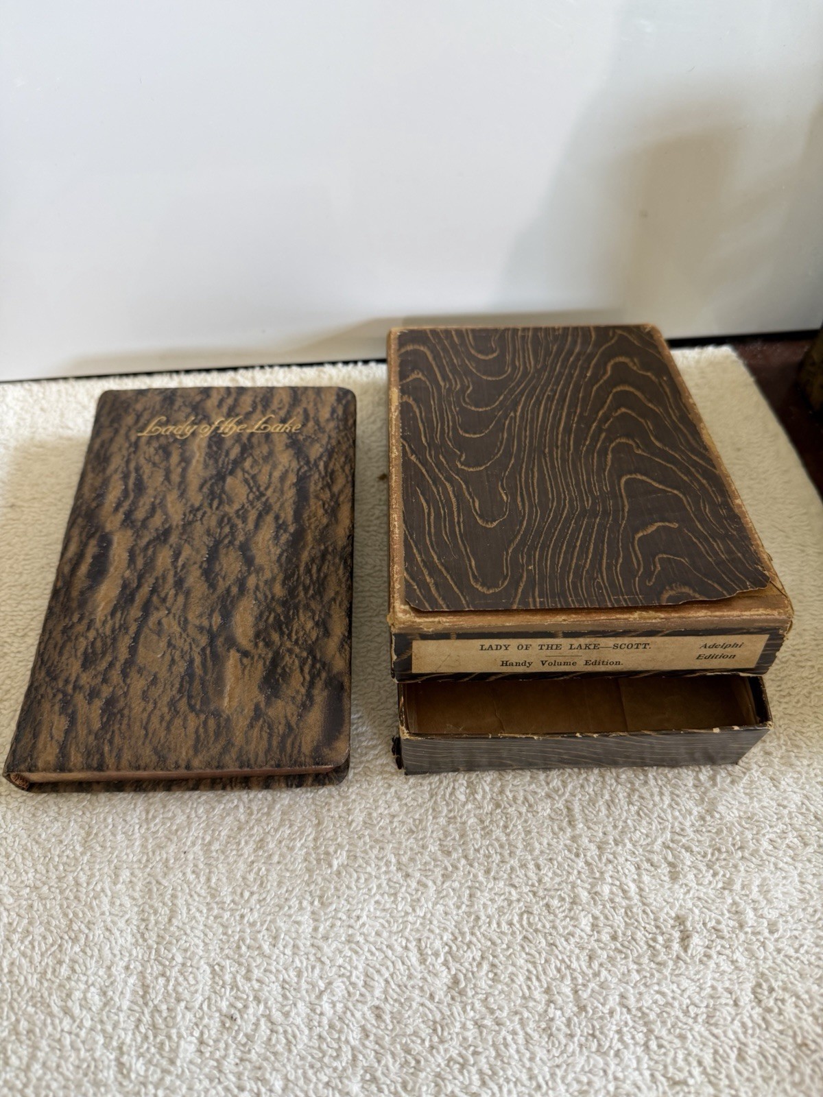 Antique 1890s Lady of the Lake Walter Scott Boxed Set T.Y. Crowell Faux Bois