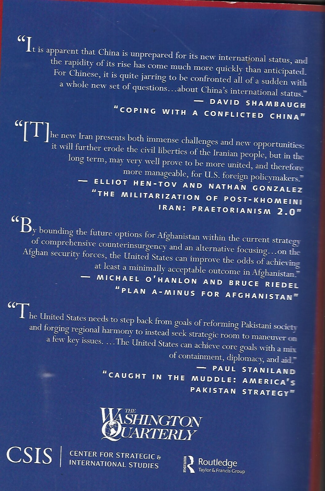 Washington Quarterly Magazine Pakistan Afghanistan A Conflicted China 2011