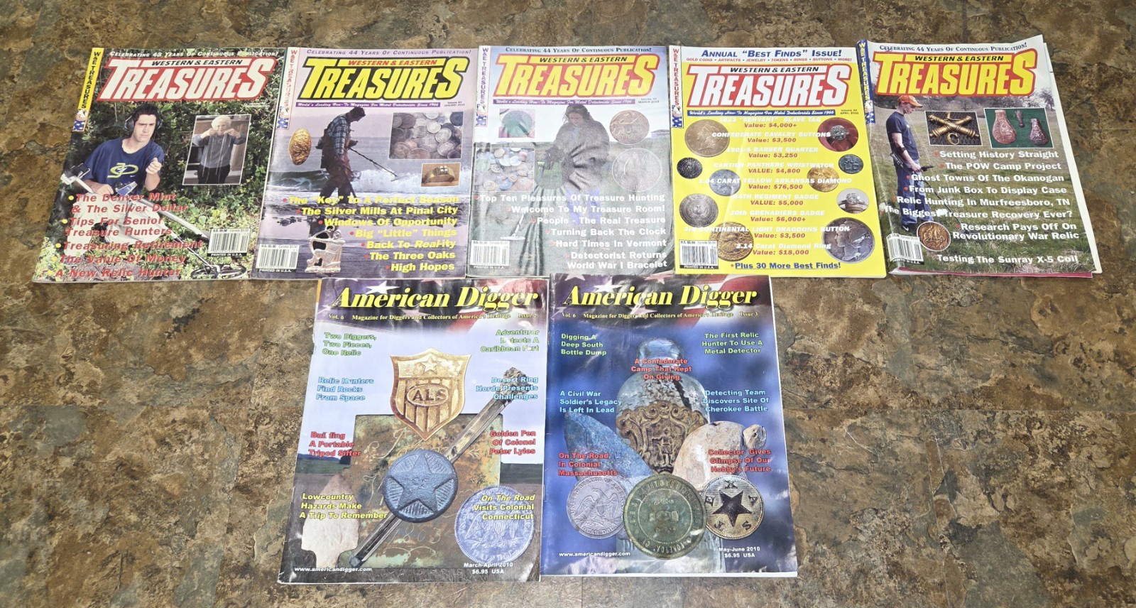 LOT of 7 Magazines – 5 Western & Eastern Treasures & 2 American Digger