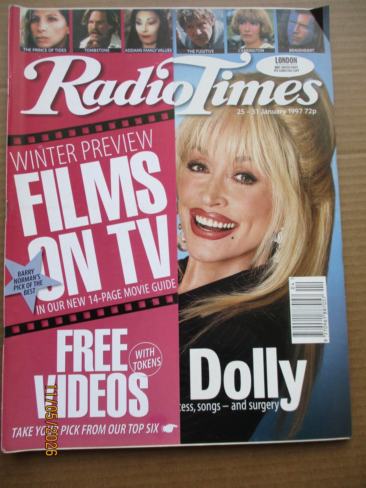 Radio Times magazine 25 – 31 January 1997 Dolly Parton Cover