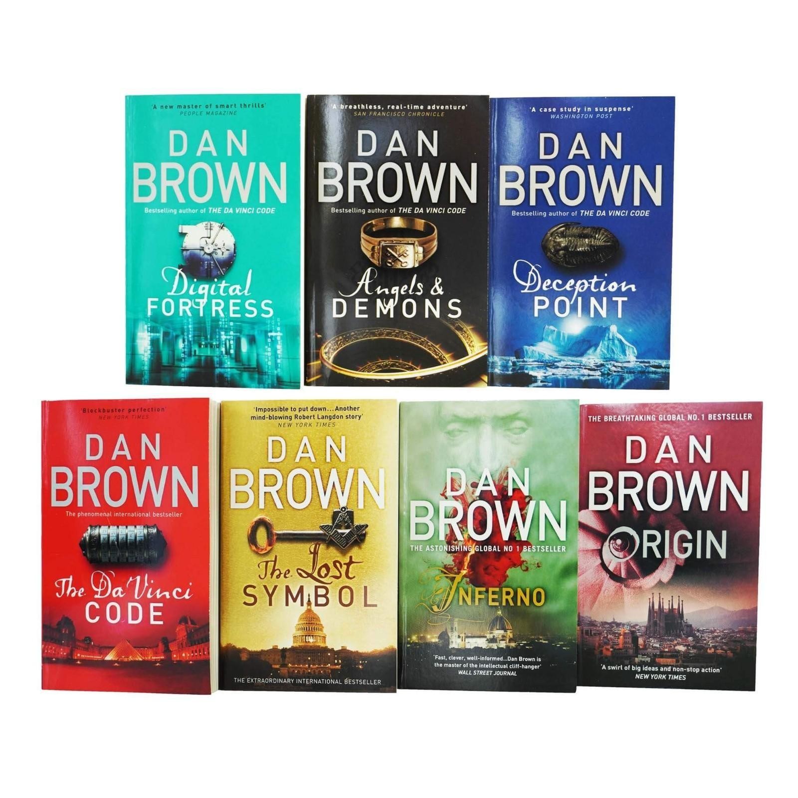 Robert Langdon Series 7 Books Set Dan Brown Paperback Thriller Collection