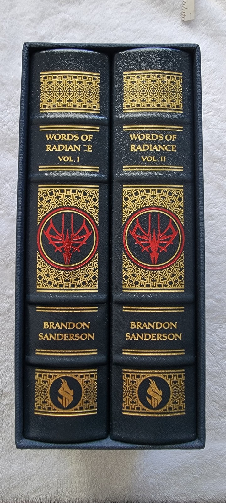 Signed Words of Radiance Leatherbound Set Sanderson Vol 1 2 Dragonsteel