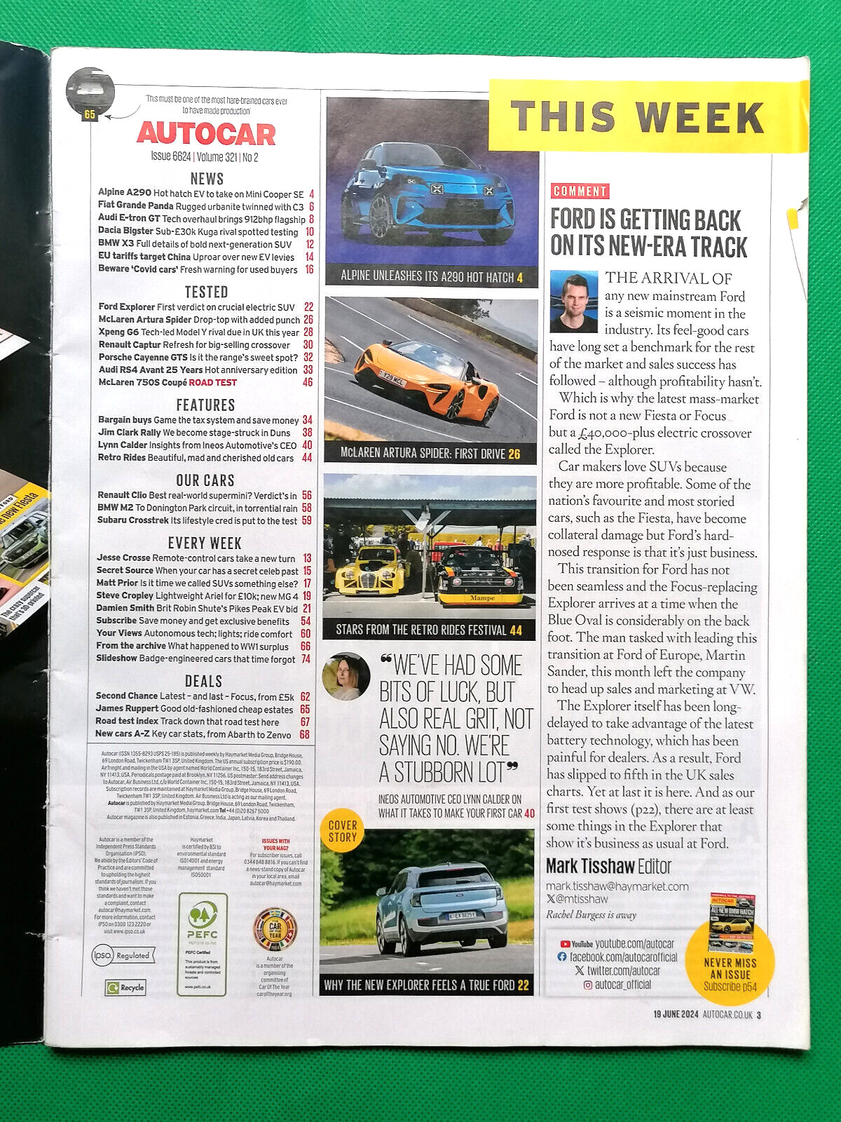 Autocar 19 June 2024 – McLAREN 750S & ARTURA – INEOS FEATURE – USED FOCUS Mk4