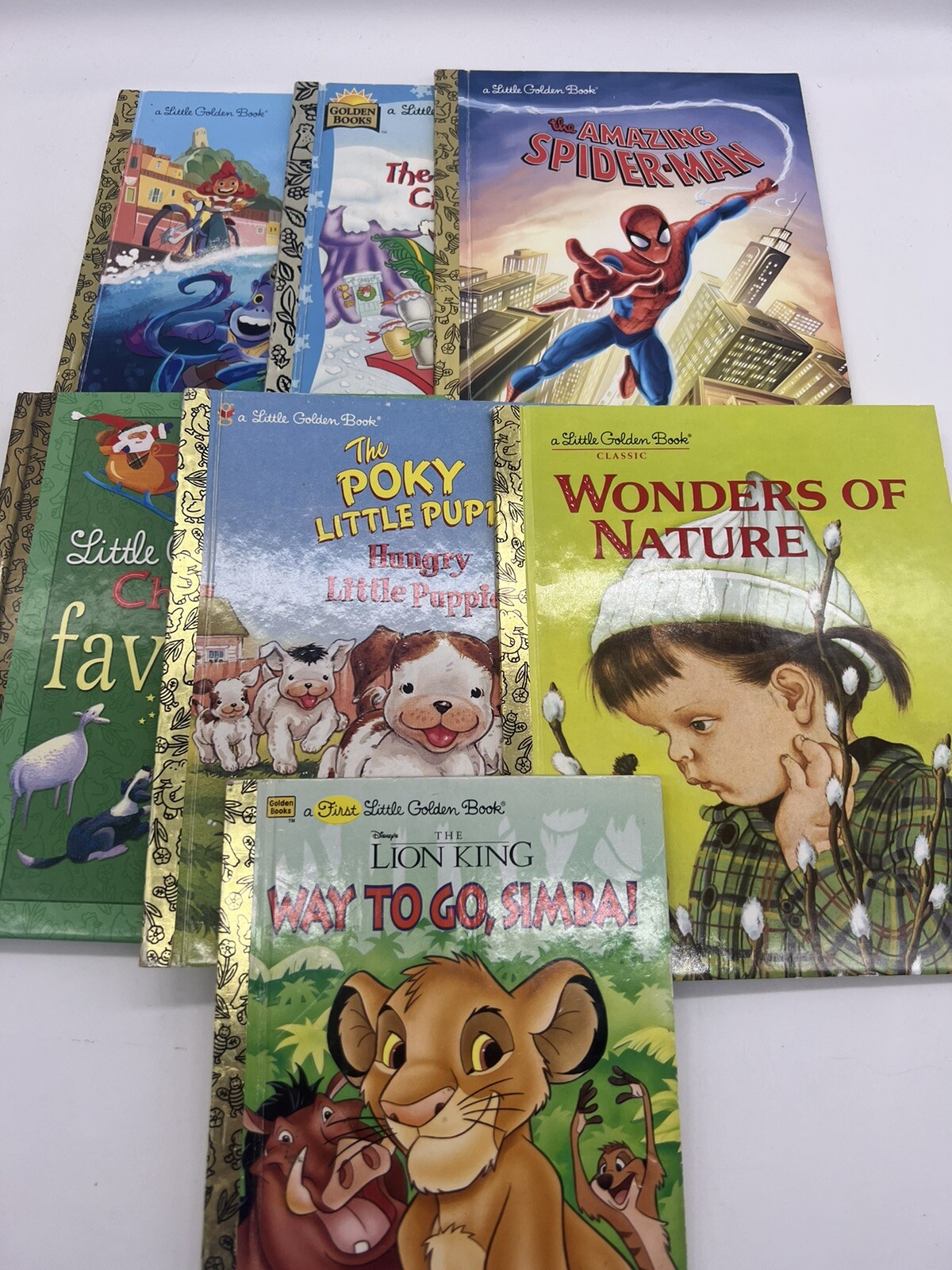 Lot of 7 Little Golden Books Newer 1990s-2020s Luca Christmas Nature Pooh Lion