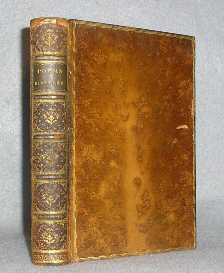 Antique Decorative Leather Book Charles Kingsley Poems English 19th Century 1892