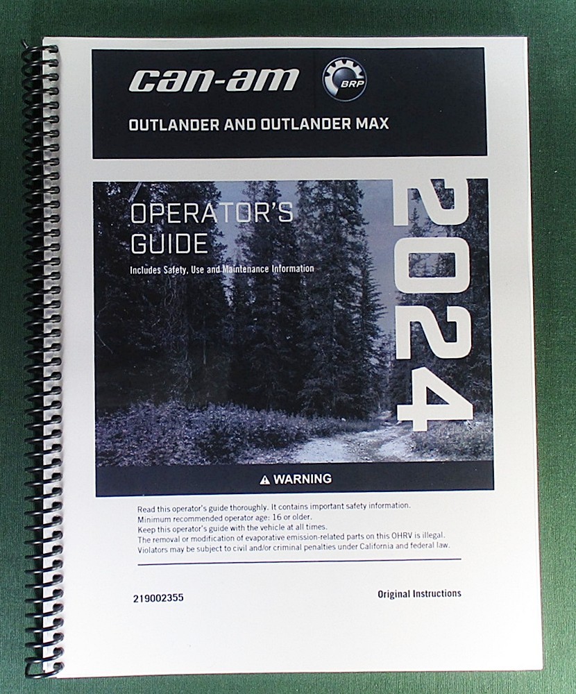 2024 Can-Am Outlander 850 Owner’s Manual: 276 Pages & Clear Covers
