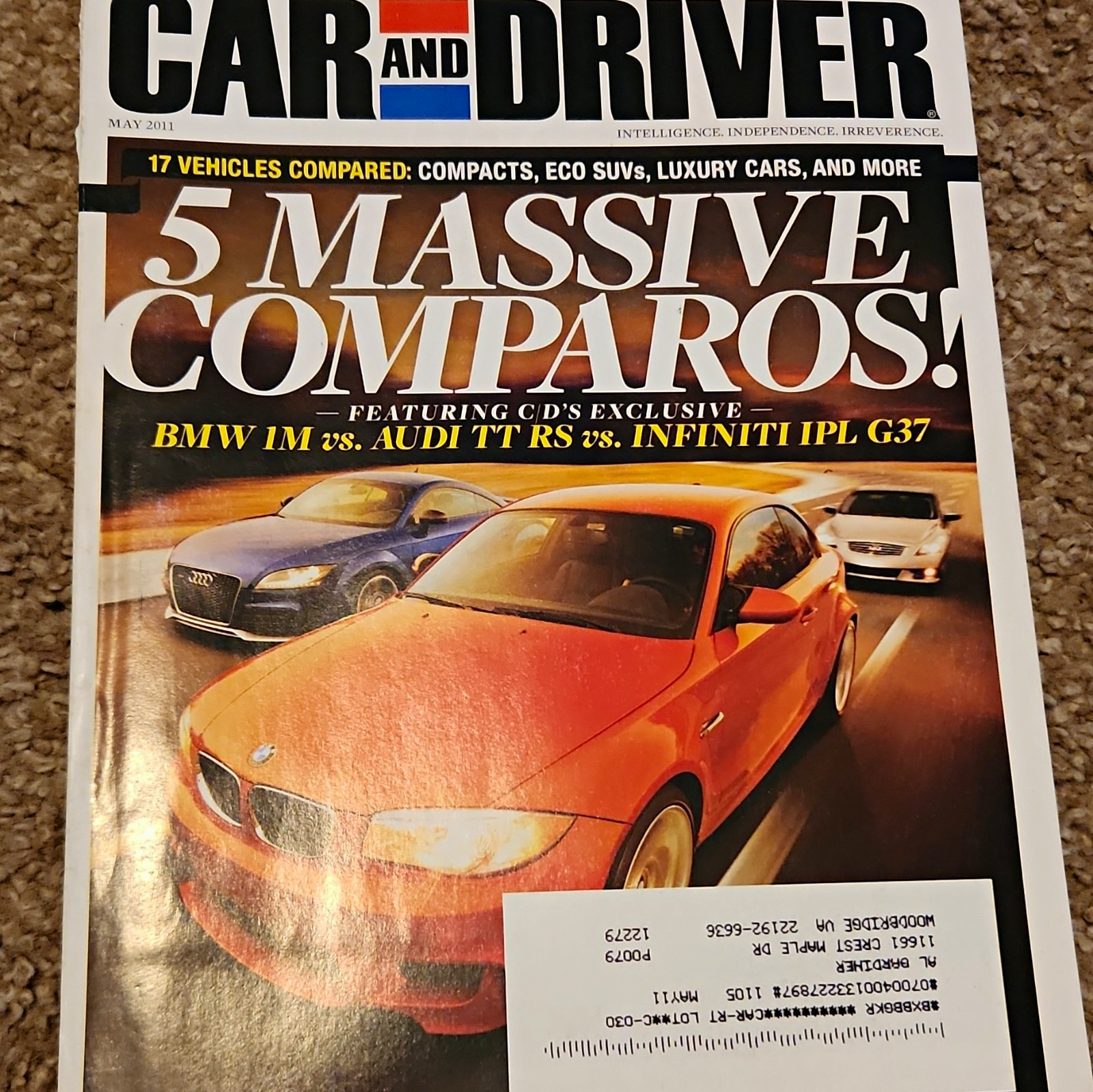 Car and Driver May 2011 Illustrated Cars Issue “5 Massive Comparos!”
