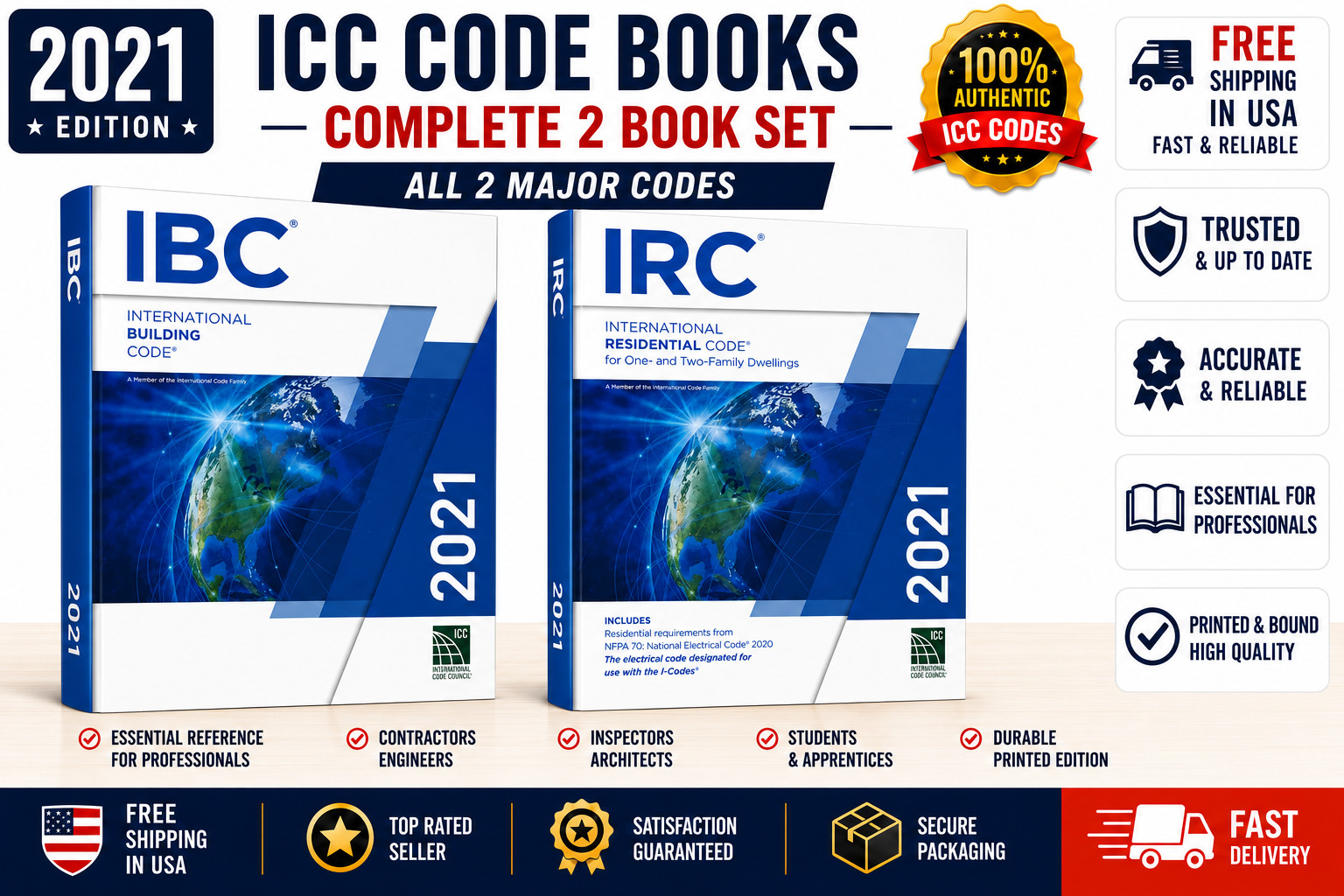 IBC 2021 & IRC 2021 Paperback Combo Set ICC Building Residential Code Books