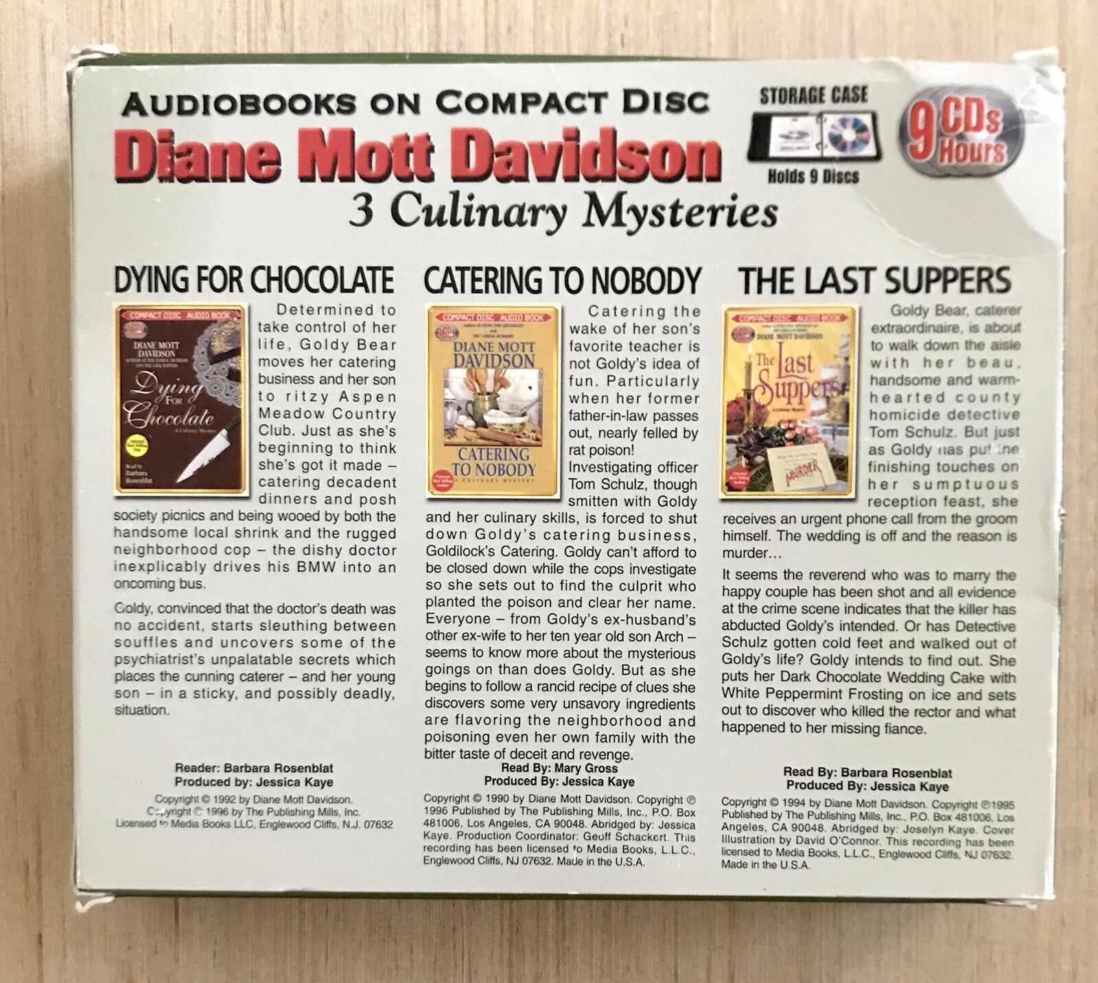Diane Mott Davidson 3 Culinary Mysteries Audio Books 9 CDs Media Books