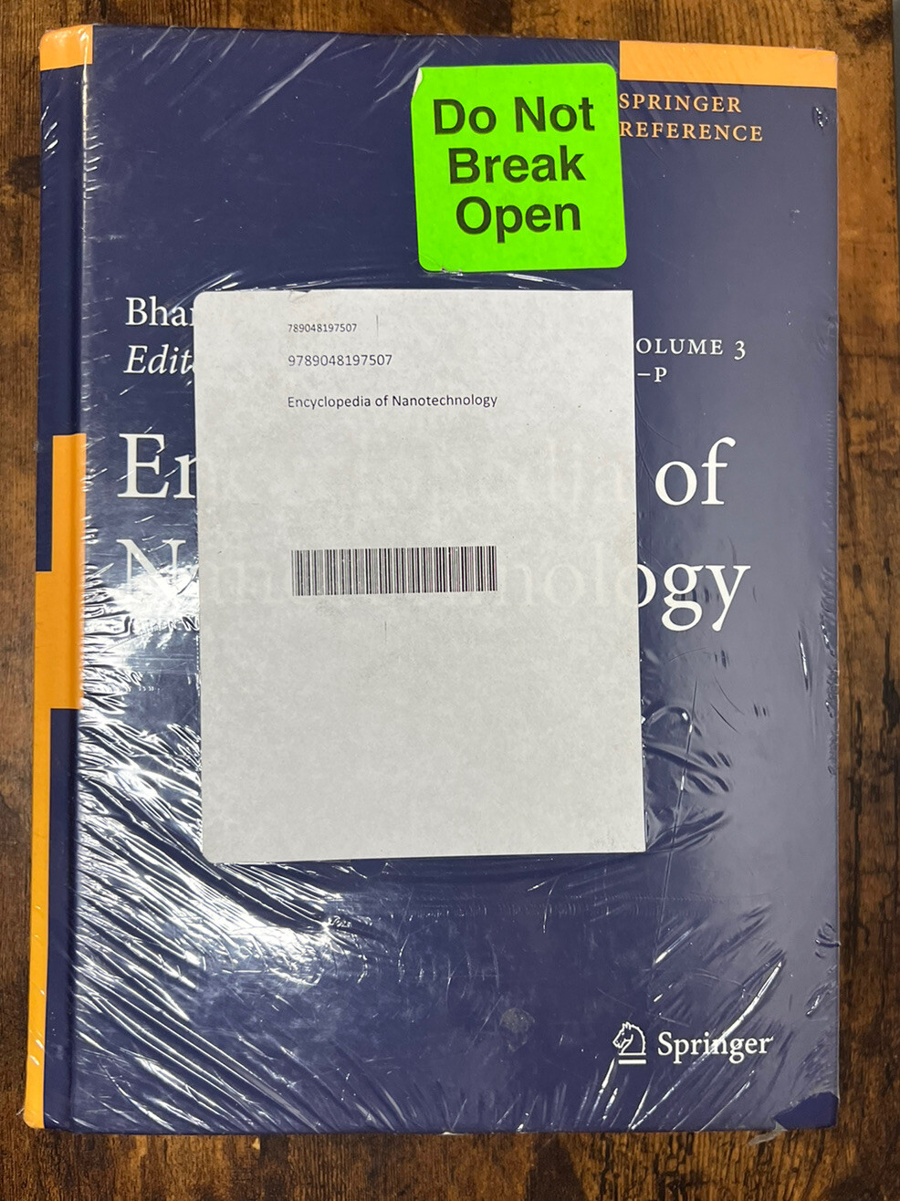 Encyclopedia of Nanotechnology Bhushan Ed. Volume 3 & 4 Set Only