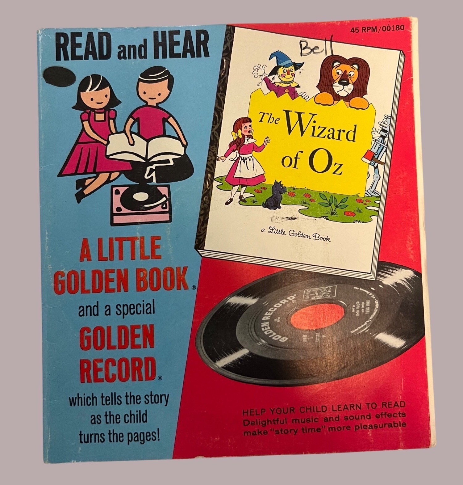 The Wizard Of Oz Little Golden Record & Book Set 45 RPM Vintage Read-Along Story
