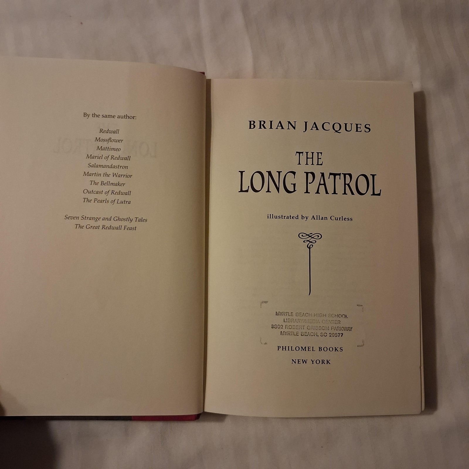 Brian Jacques The Long Patrol Redwall Hardcover 1998 First Edition Ex-Library