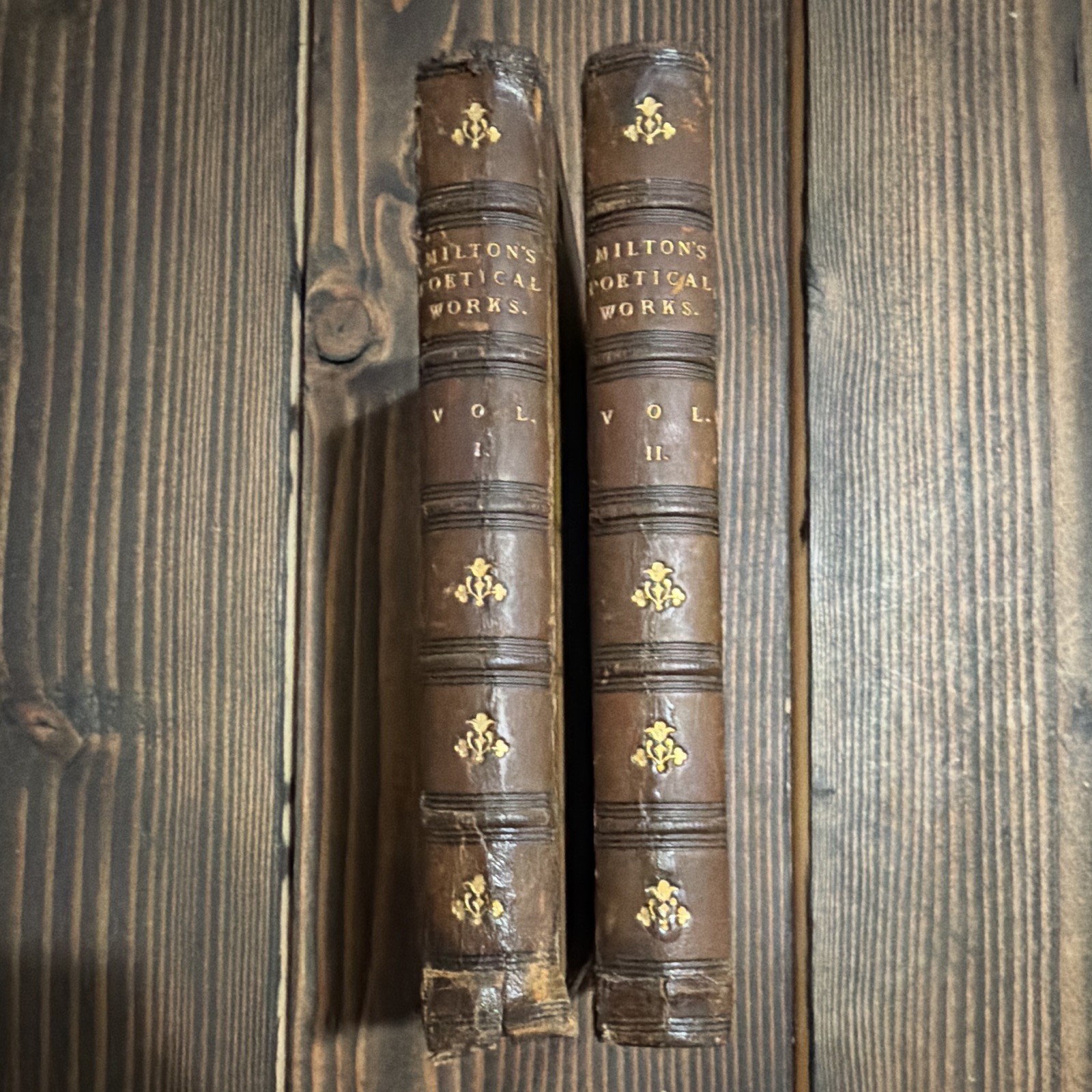 John Milton Poetical Works Vol I-II Leather Bound Edinburgh 1854