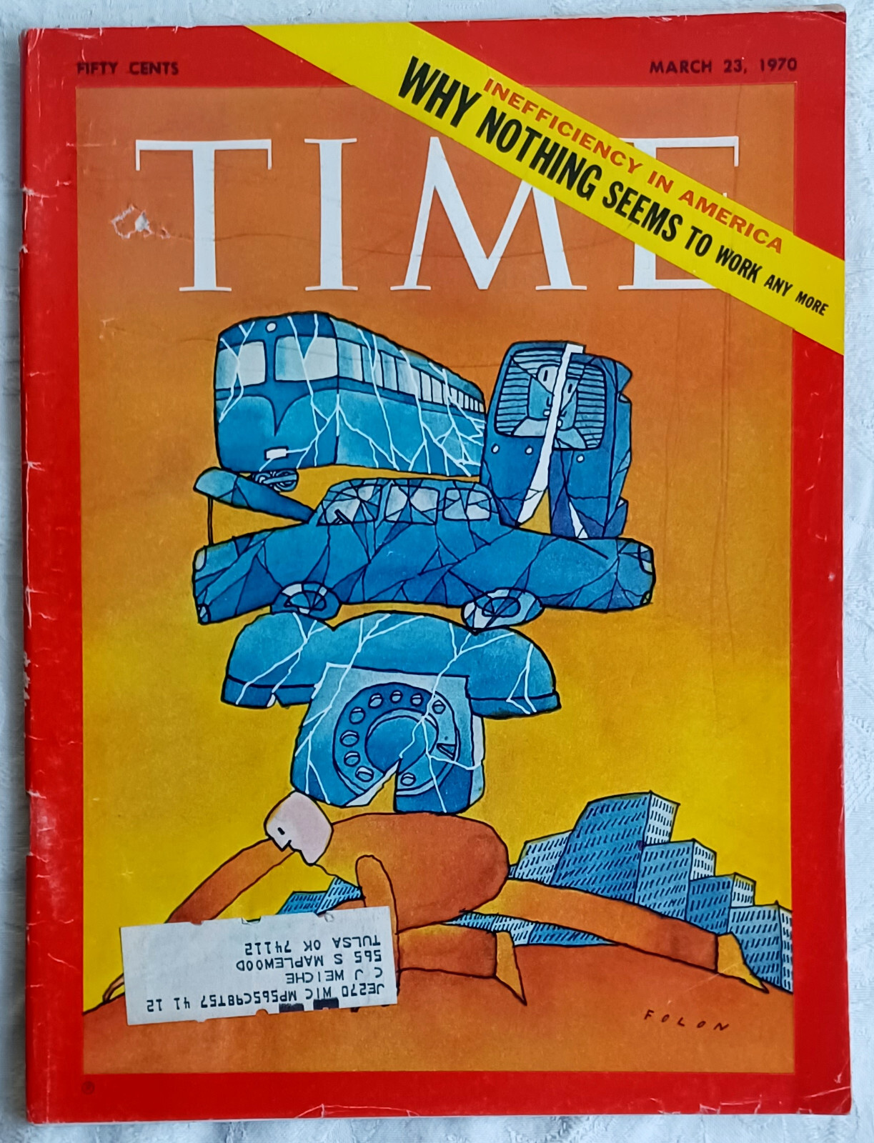 Time magazine March 1970 Folon Cover Excellent Condition Q3