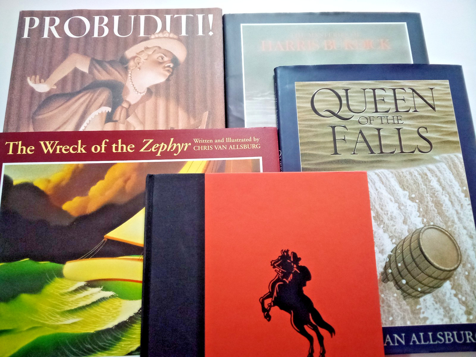Lot of 5 Chris Van Allsburg HC Picture Books Burdick Zephyr Riverbend Probuditi
