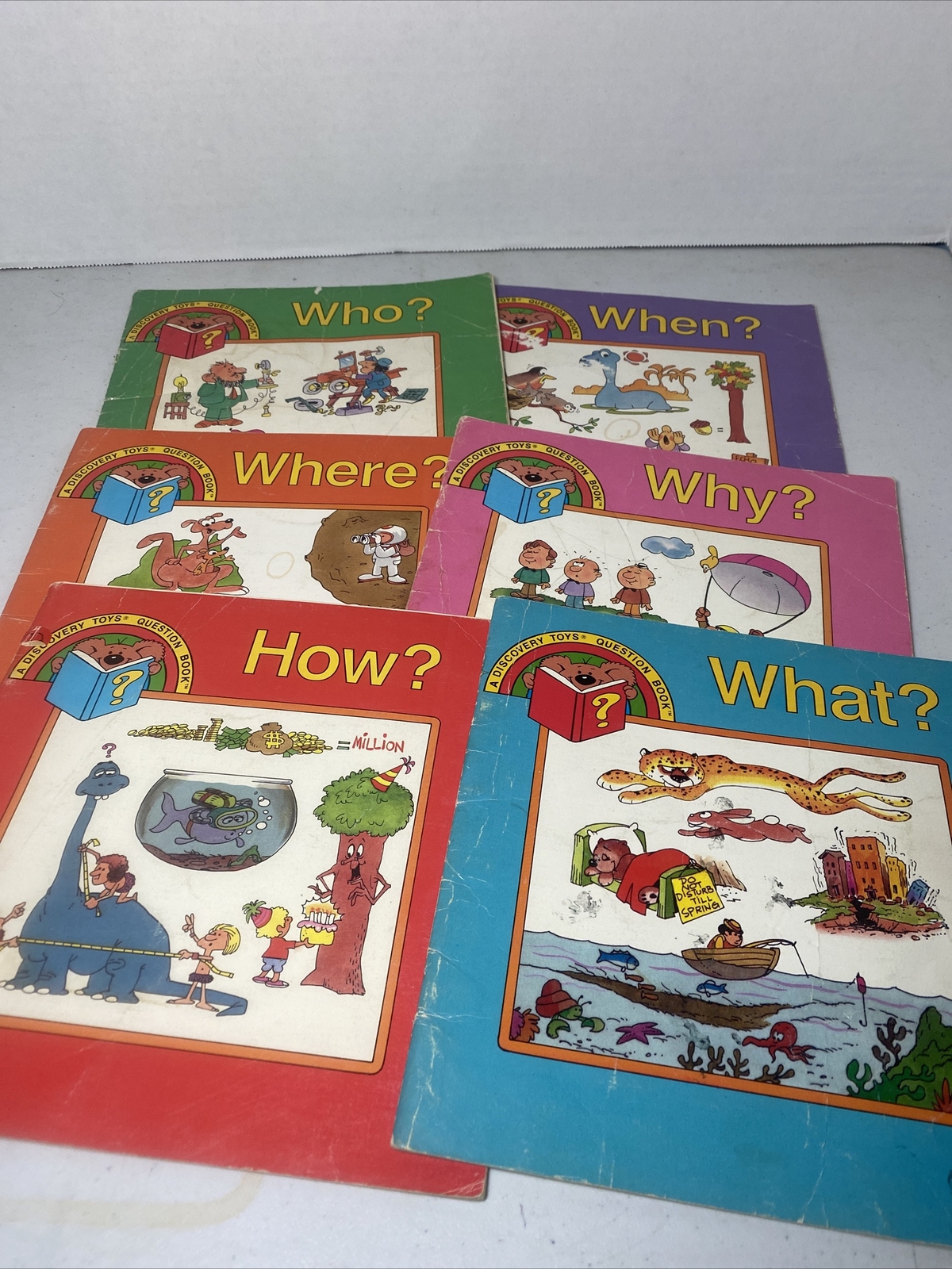 Complete Set 6 A DISCOVERY TOYS QUESTION BOOK 1985 Paperback Who What Where Why