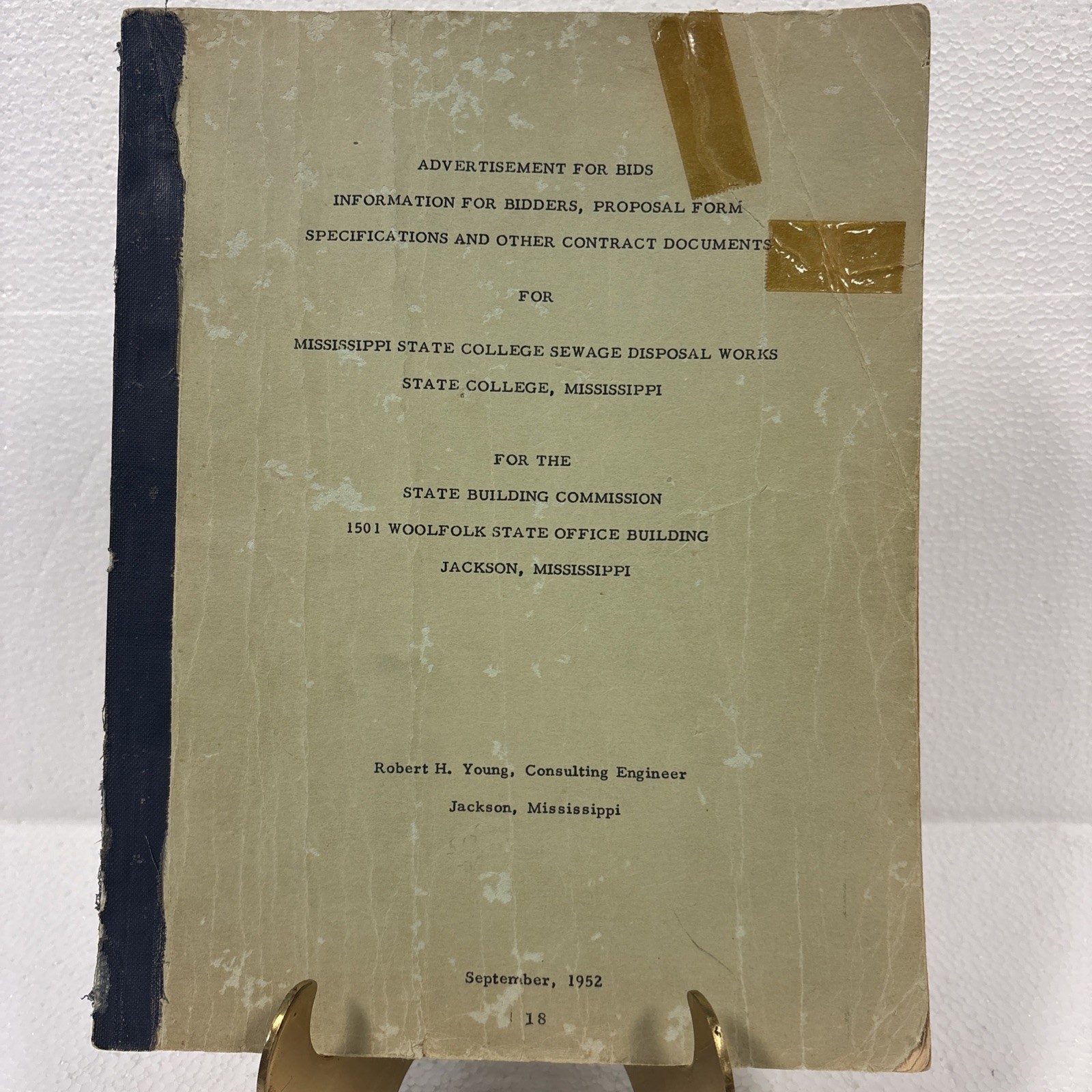 Advertisement for Bids, Information for Bidders, Mississippi State College, 1952