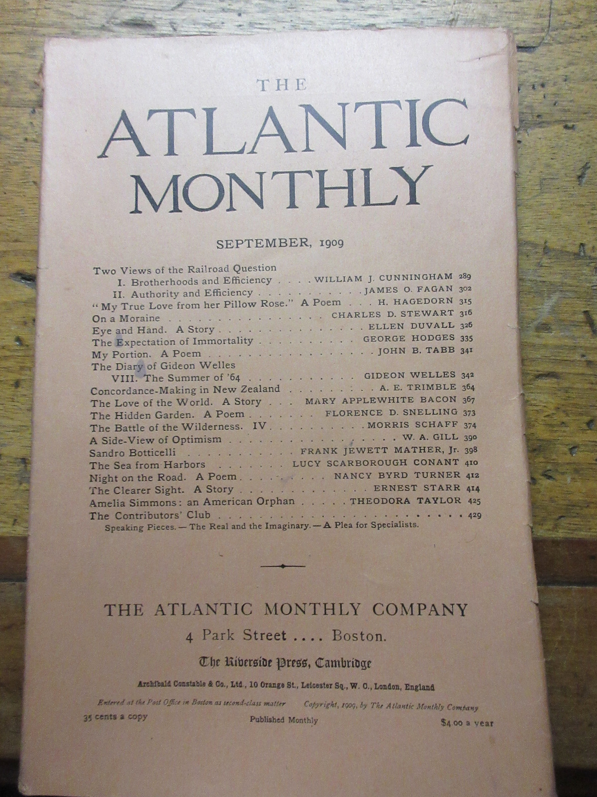 9/19O9 ATLANTIC MONTHLY GIDEON WELLES DIARY~8 BATTLE OF WILDERNESS CIVIL WAR