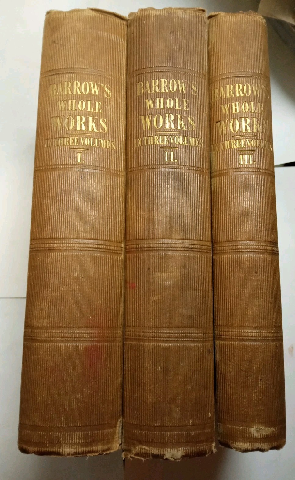The Works of Isaac Barrow. 3 volumes, complete. Hardcover cloth. Edinburgh, 1841
