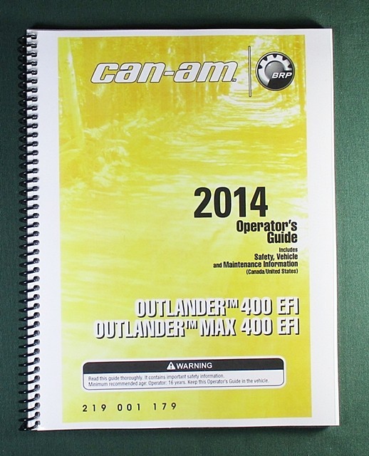 2014 Can-Am Outlander 400 EFI Owner’s Manual: 164 Pages & Protective Covers