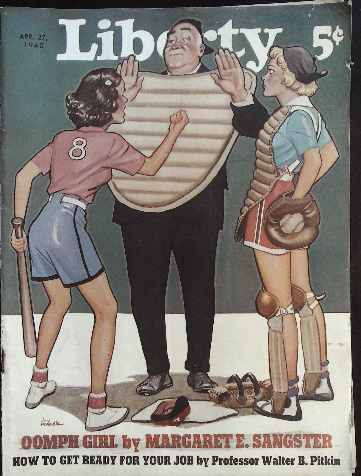 Liberty Magazine April 27, 1940 Jay McArdle Baseball Cover, Eric Hatch!