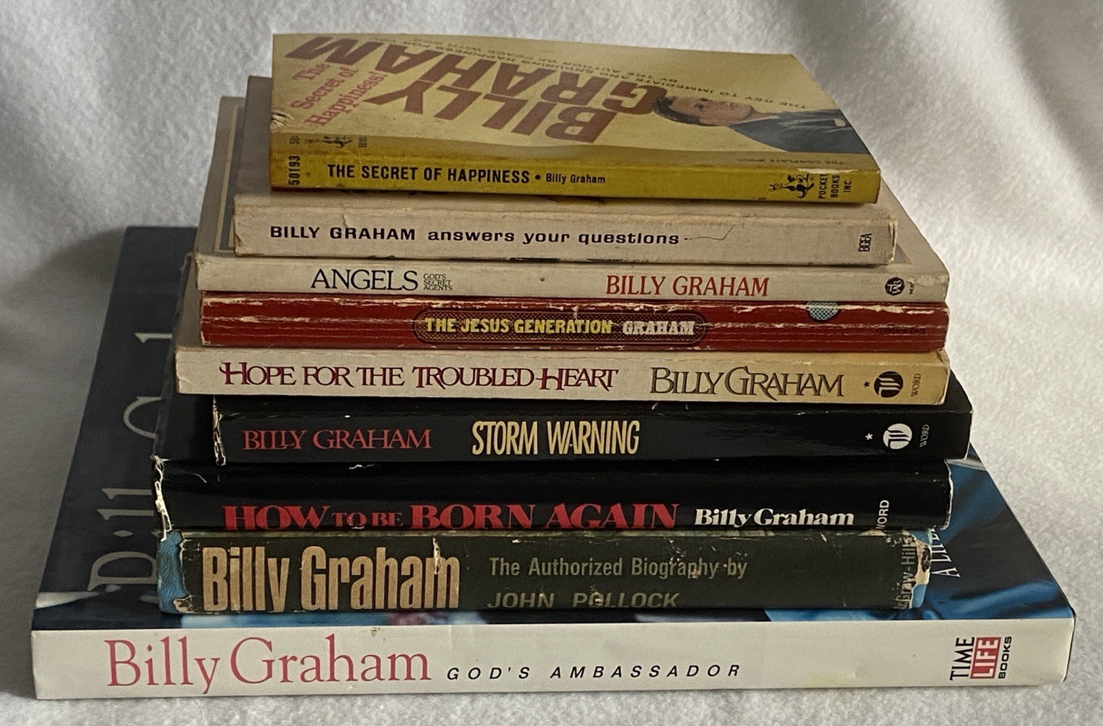 Billy Graham Book Lot (9 Books) How to Be Born Again • Pollock • 3 First Edition