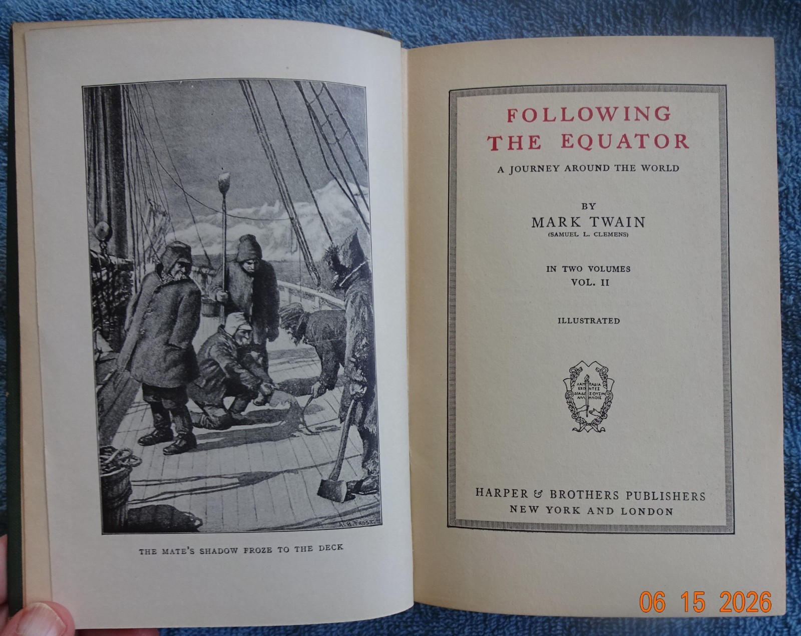 Following the Equator Vol II, by Mark Twain, Harper, 1899.