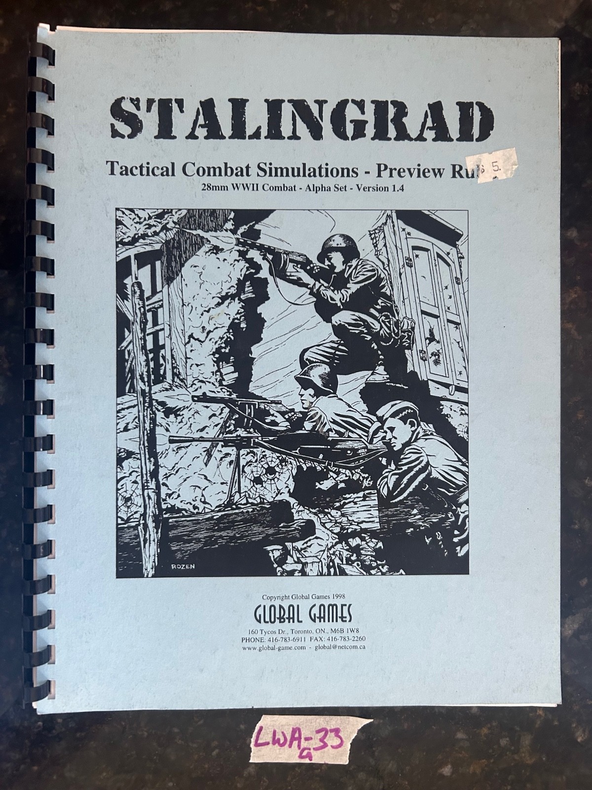 Stalingrad Tactical Combat Simulations 28mm WWII Preview Rules Lot LWA-33