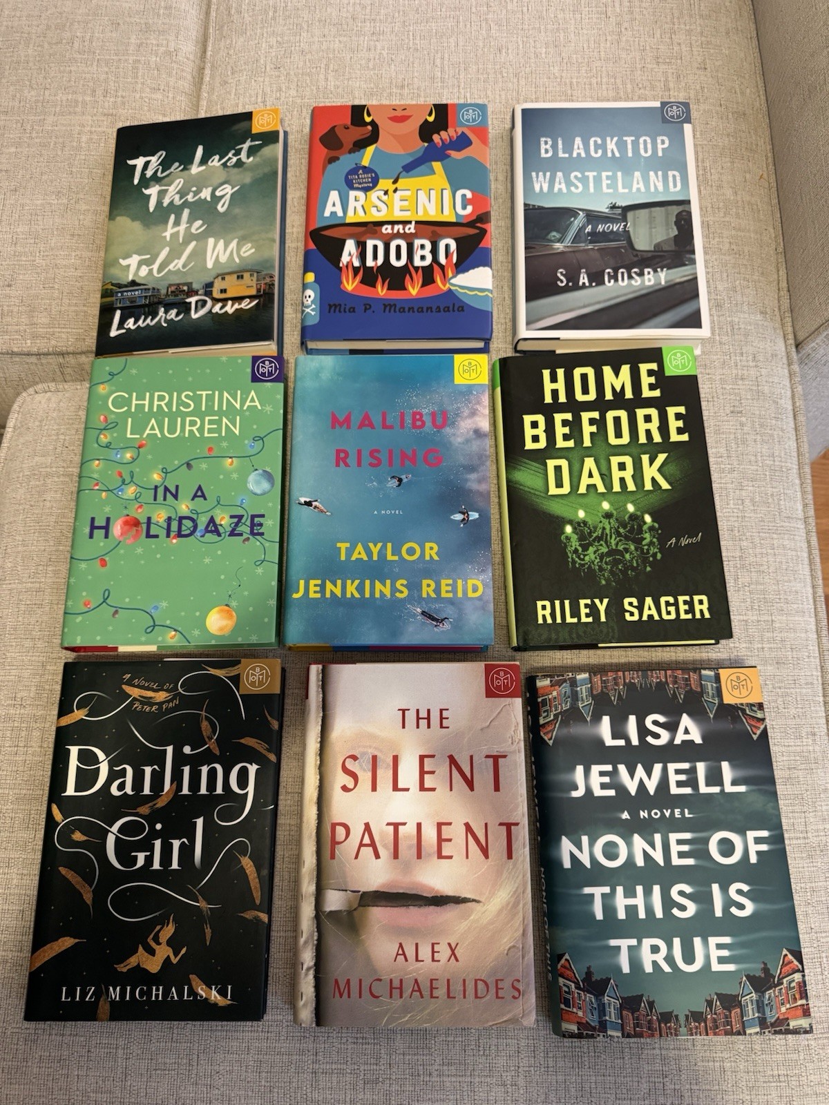 Lot of 9 Hardcover Fiction Books BOTM Riley Sager Laura Dave Alex Michaelides