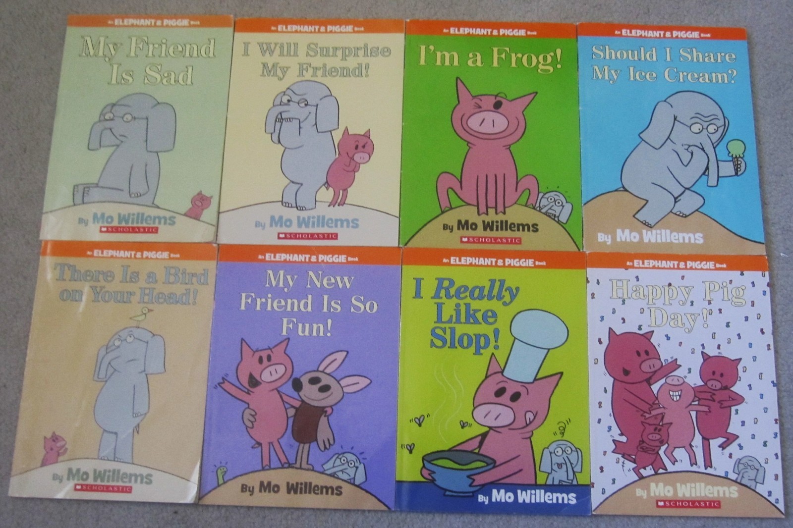 MO WILLEMS LOT OF 8 ELEPHANT & PIGGIE CHILDREN’S PICTURE BOOKS