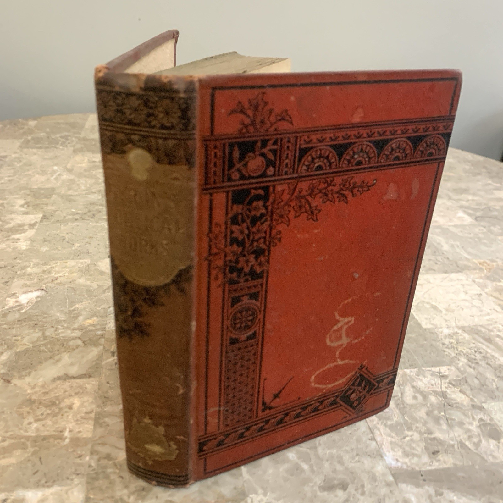 The Poetical Works Of Lord Byron Illustrated Antique Book 1881 1800s Poor Cond.