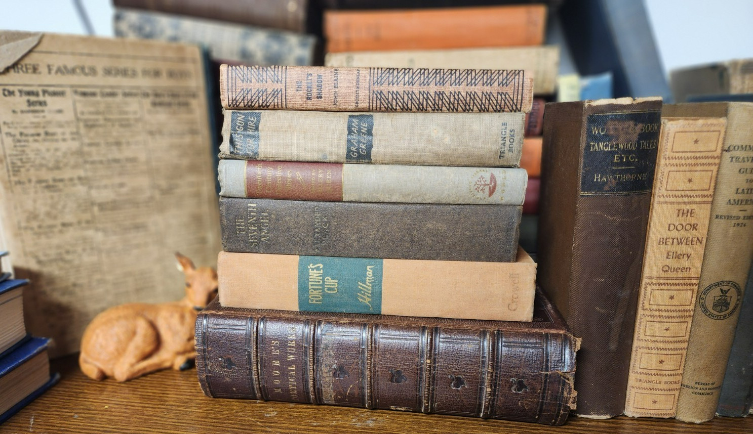 Vintage Hardcover Books, Brown Tan Neutral Grey , Rustic Staging Decor, Lot of 5