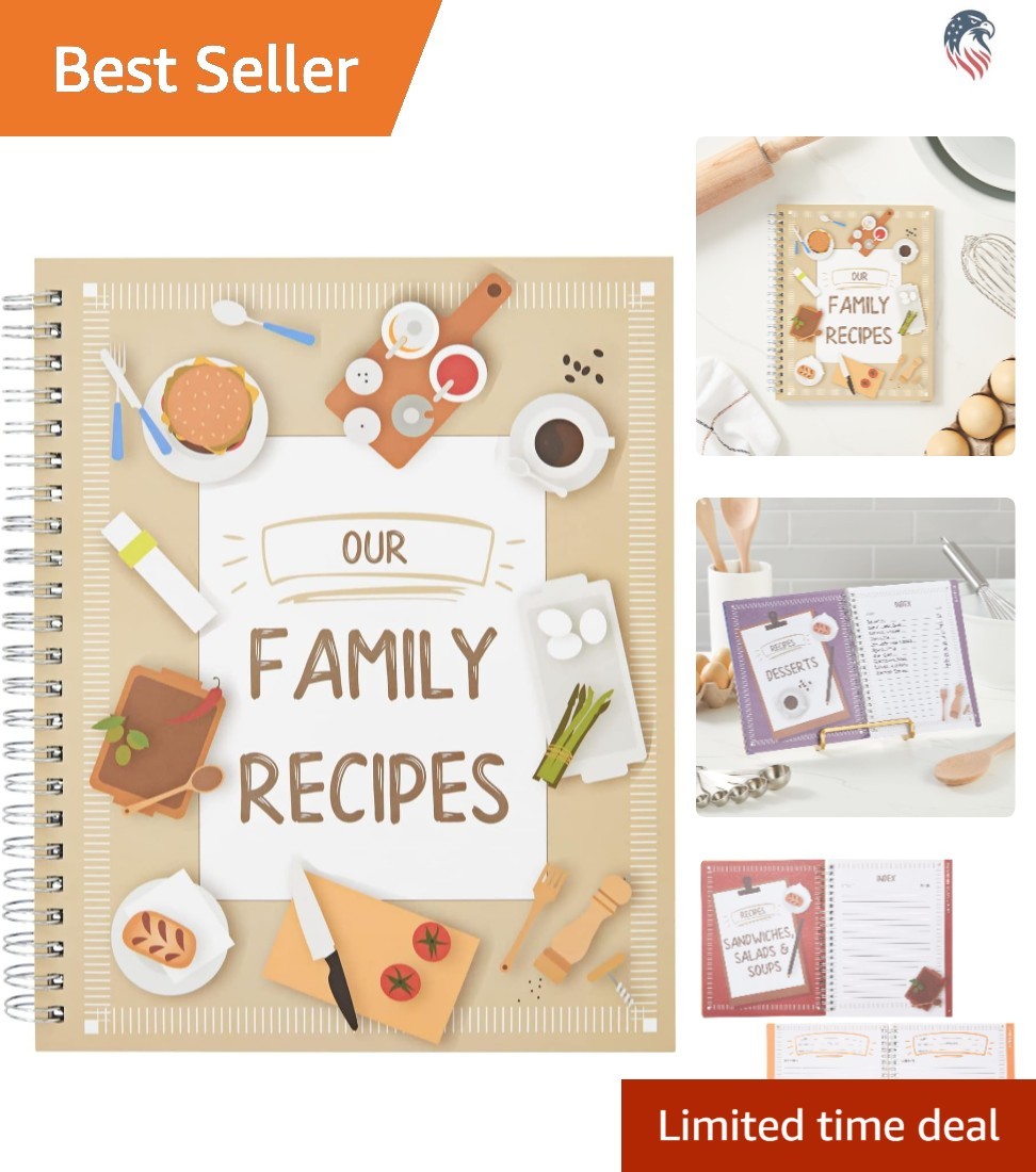 Blank Family Cookbook Recipe Binder Hardcover Spiral 6.5×8.2 Inches 90 Pages