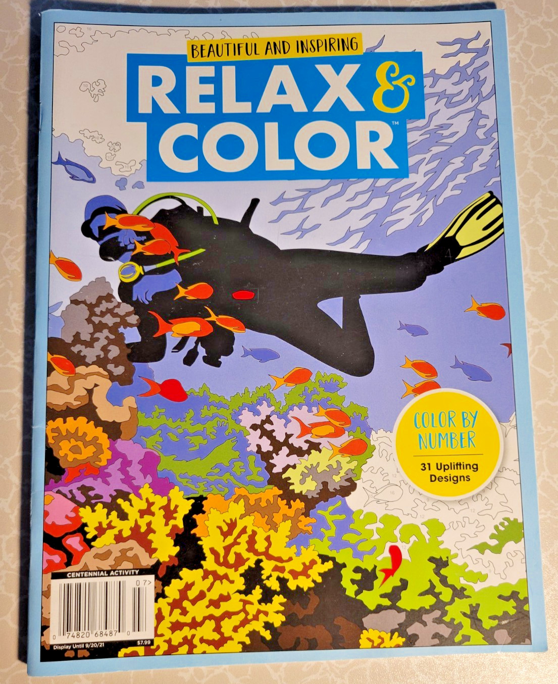 RELAX & COLOR – ADULT COLORING BOOK – COLOR BY NUMBER – 31 Uplifting Designs