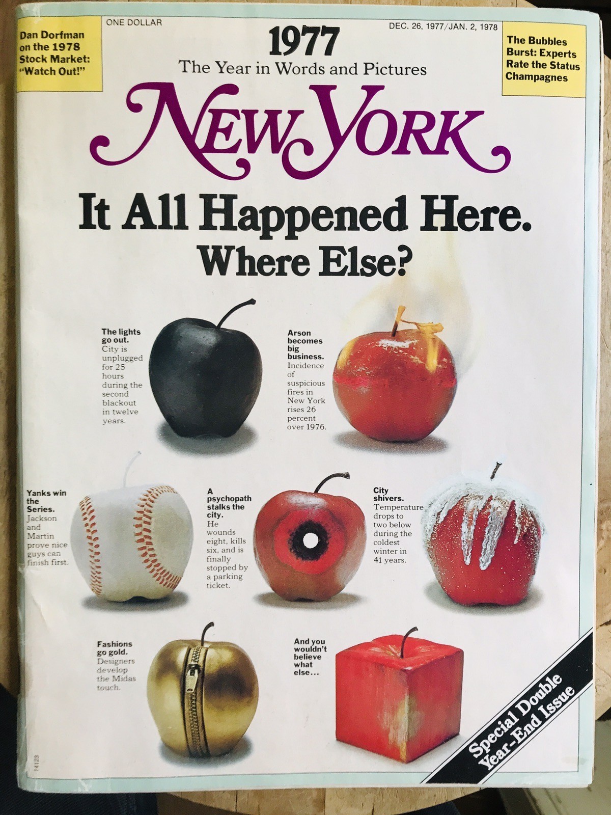 1977 New York Magazine Year Of The Apple Black Out, Heat Wave, Yankees Champs