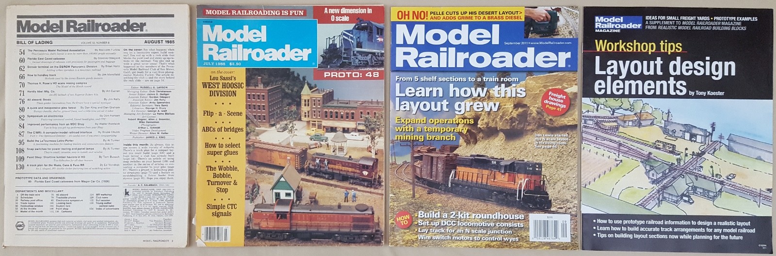 (3) Model Railroader Model Railroad Magazines August1985 July1988 September2011