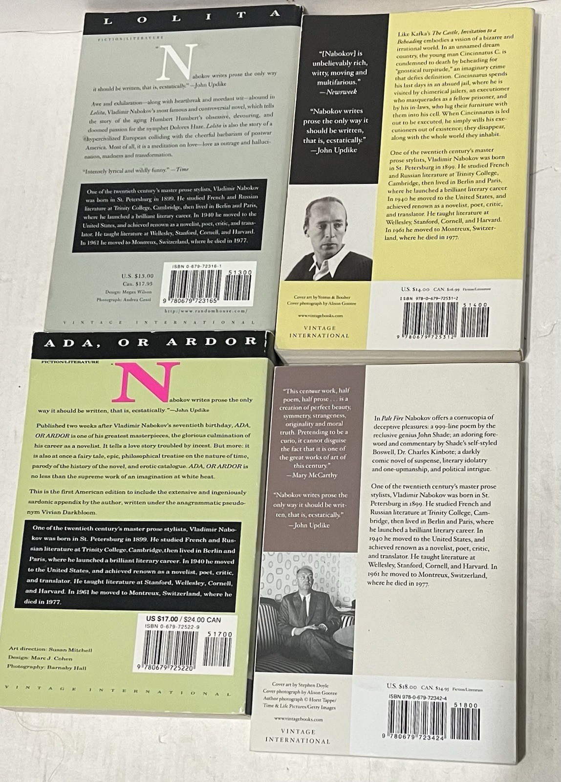 Lolita Ada Pale Fire Invitation to a Beheading by Vladimir Nabokov (4 Paperback)