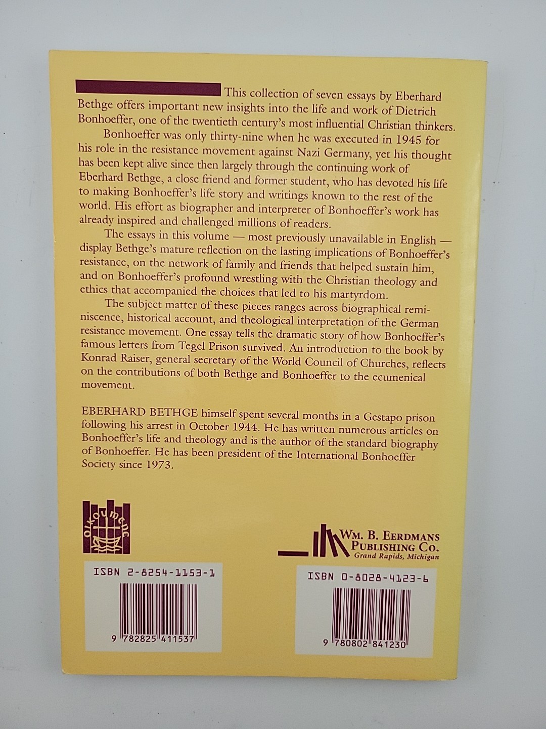 Friendship and Resistance: Essays on Dietrich Bonhoeffer by Eberhard Bethge