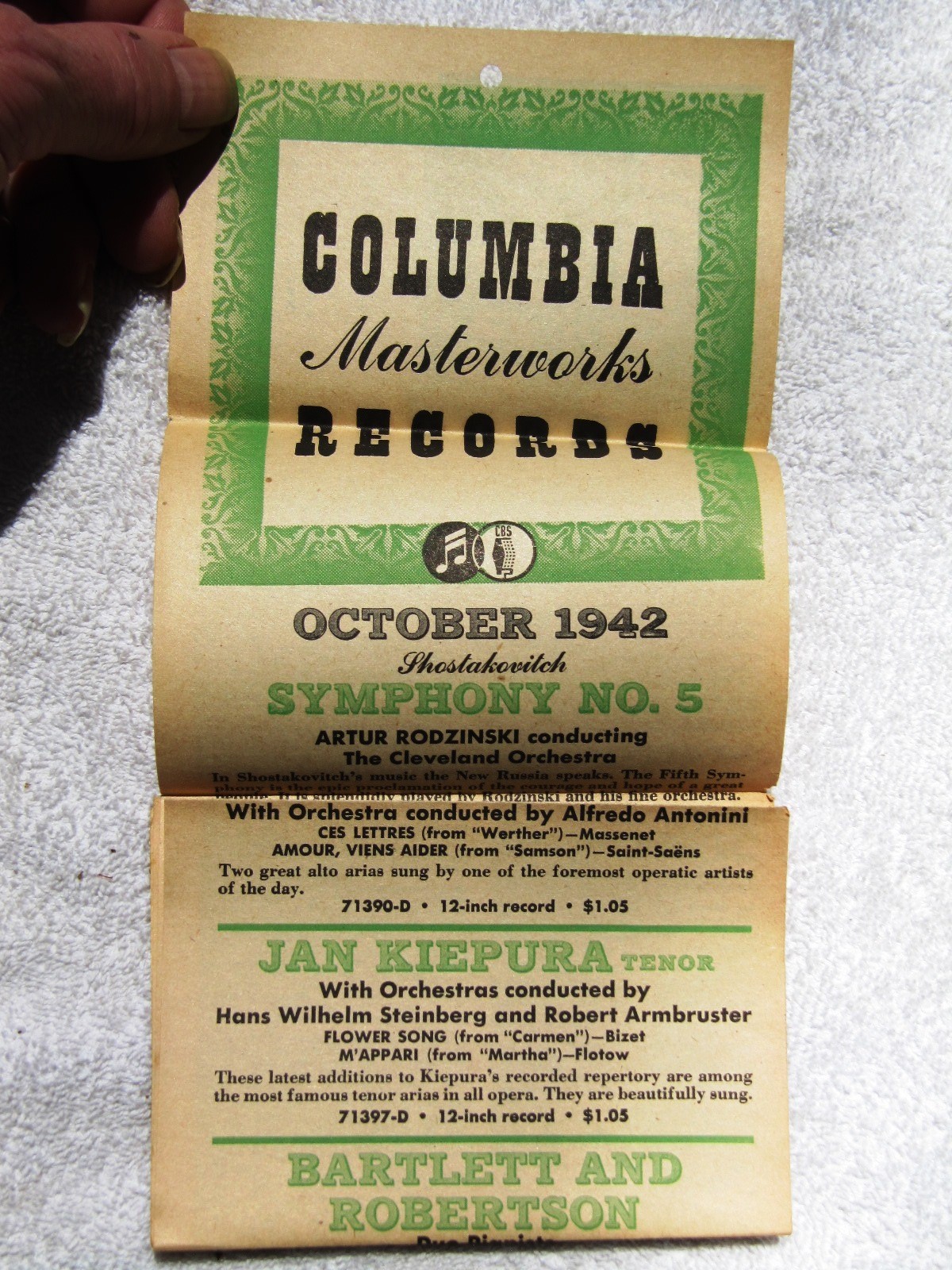 October 1942 COLUMBIA MASTERWORKS RECORDS Supplement Boris Godunov CATALOG