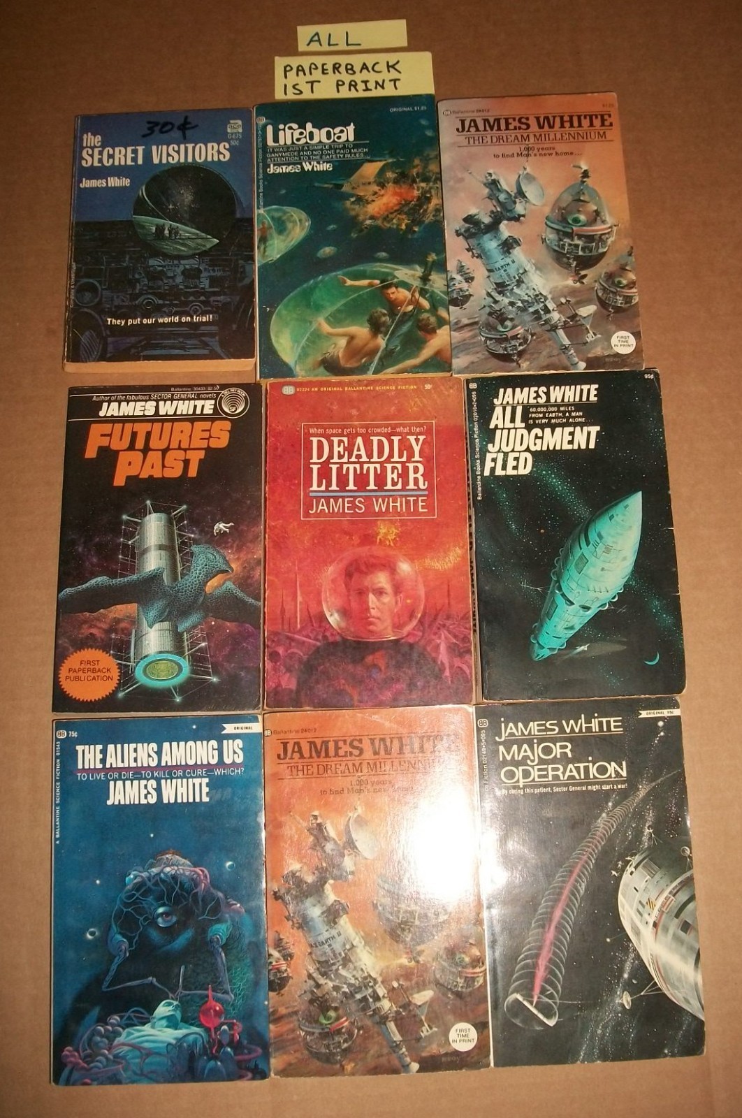 9 paperback lot James White (1928-99) SF author vtg all 1st early 57-82 PB VG EX