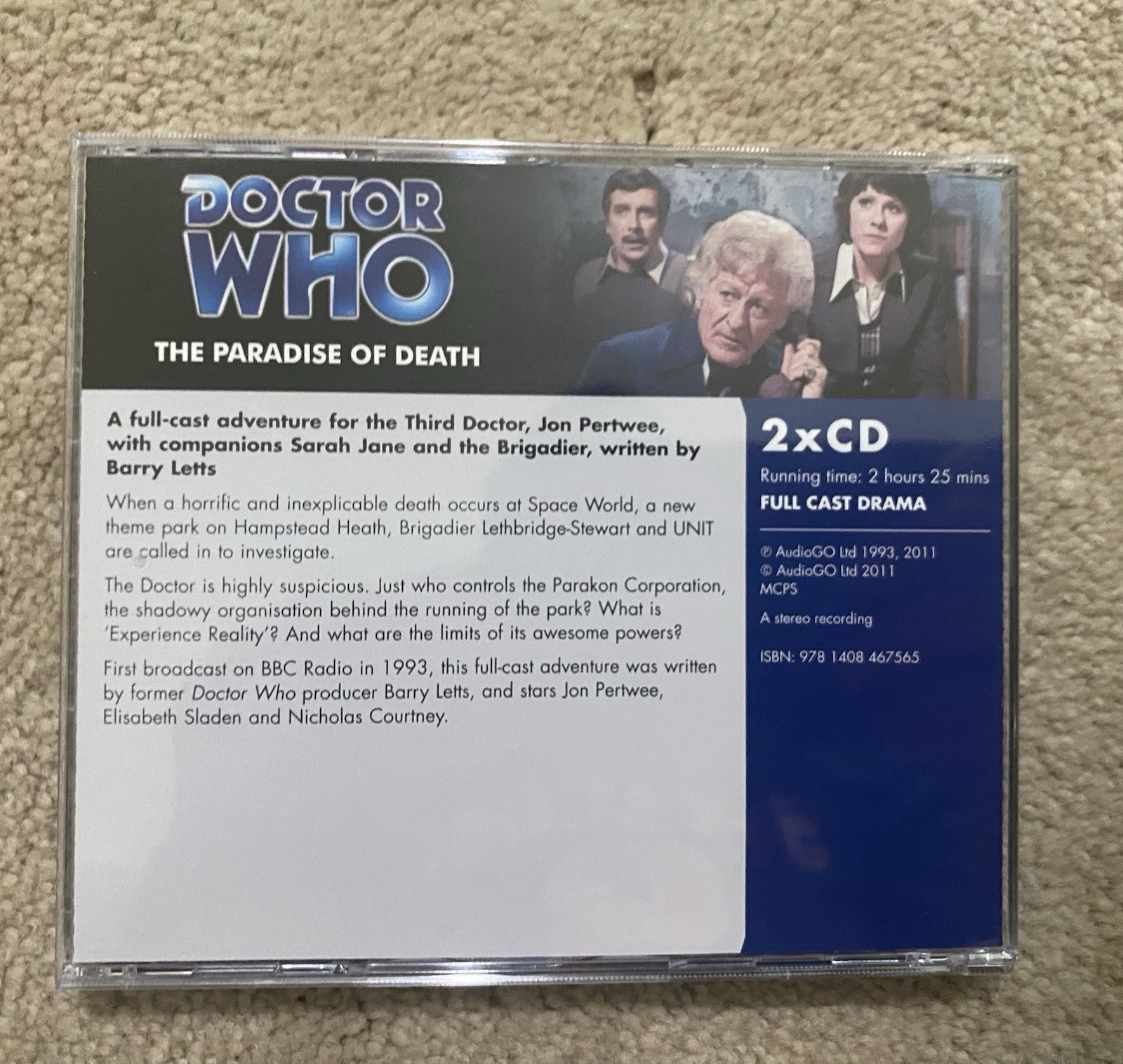 RARE! BBC AUDIO DOCTOR WHO THE PARADISE OF DEATH 3rd Doctor 2 CD Set 2hrs 25m