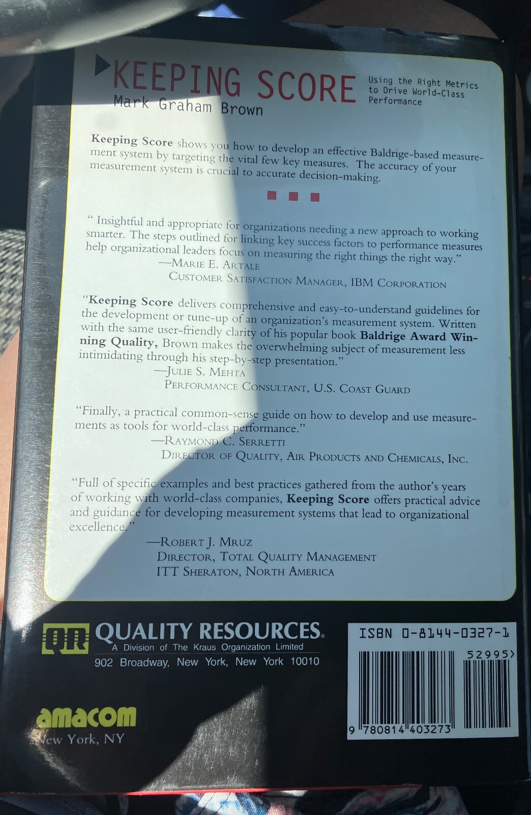 KEEPING SCORE : USING THE RIGHT METRICS TO DRIVE By Mark Graham Brown – HCDJ