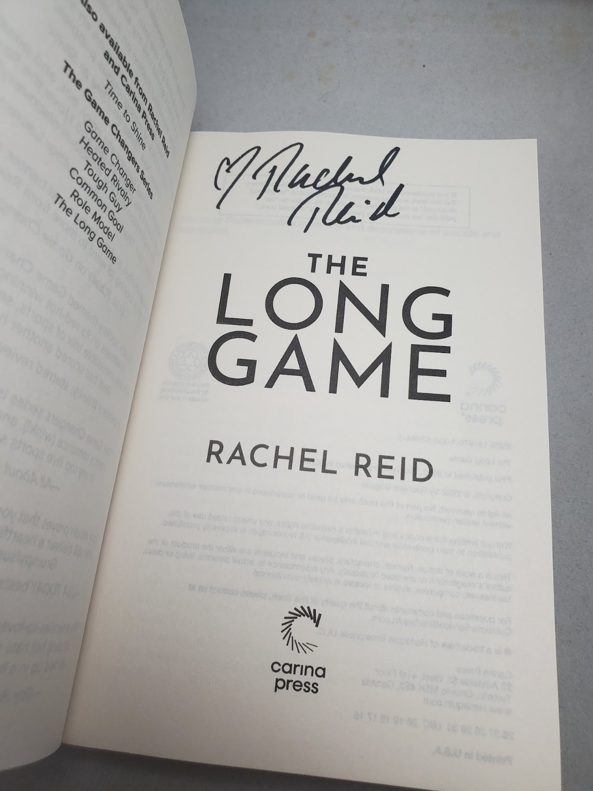 The Long Game – Rachel Reid SIGNED Heated Rivalry Series Autographed