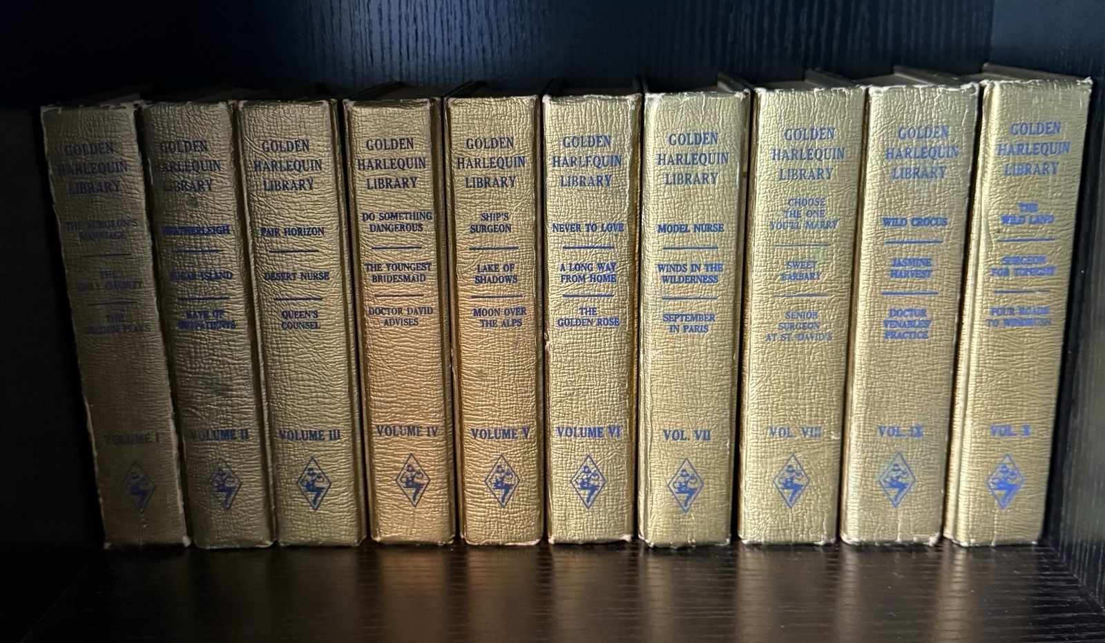 Golden Harlequin Library – Complete 10‑Volume Set (Vintage Gold Cloth, 1970)