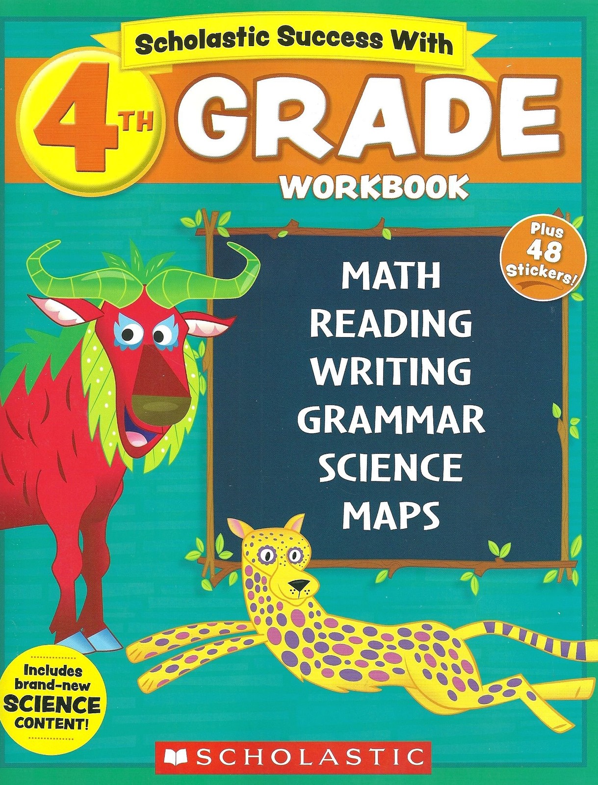 NEW 2018 Edition Scholastic – 4th Grade Workbook with Motivational Stickers