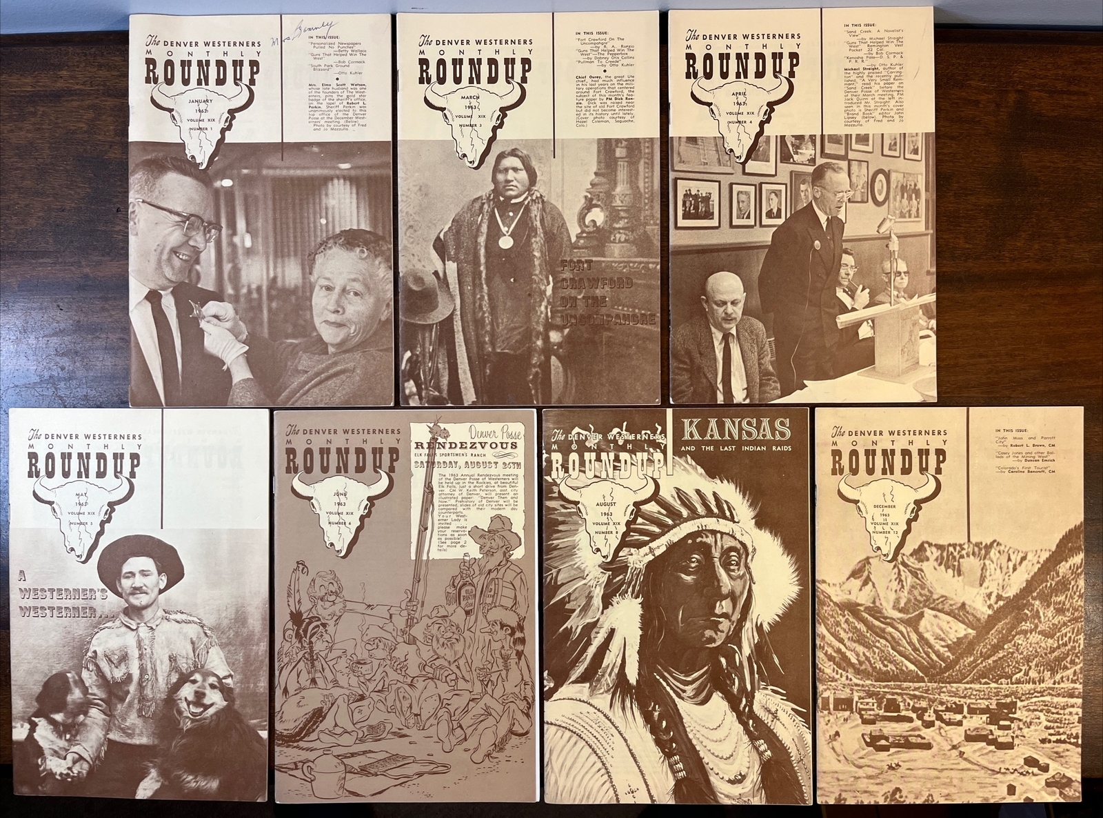 Set of 7 The Denver Westerners Monthly Roundup Lot From 1963 Vintage
