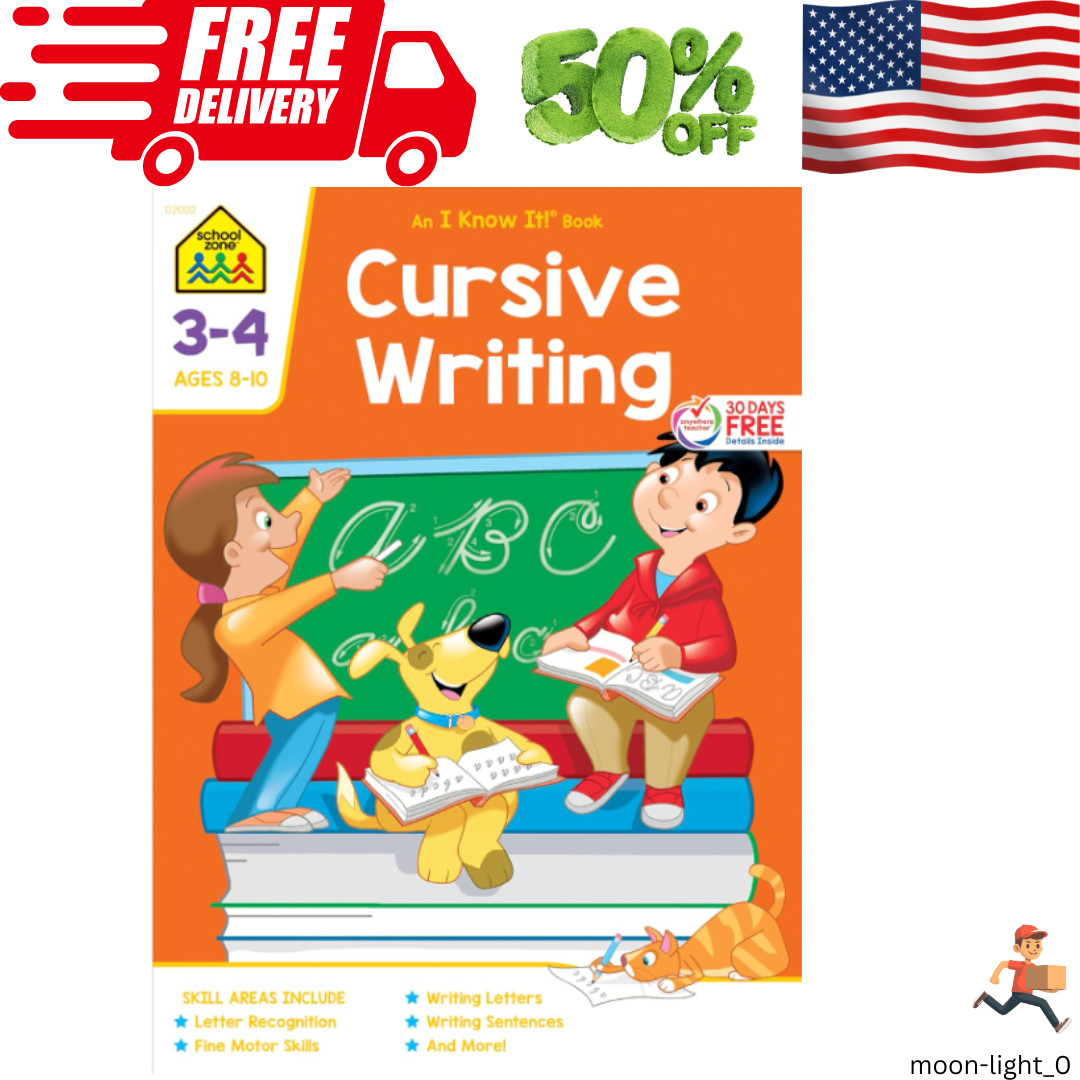 Cursive Workbook Writing Handwriting Practice Tracing Letters Ages 8 to 10 – NEW