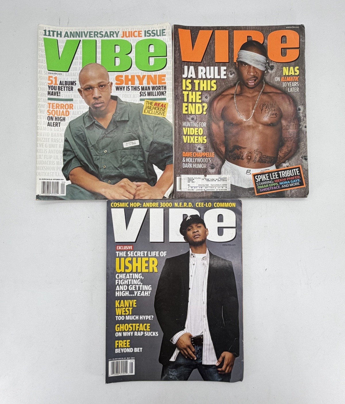 Vintage Vibe Magazine Usher Shyne Ja Rule Hip Hop Black Culture Lot Of 3 RARE